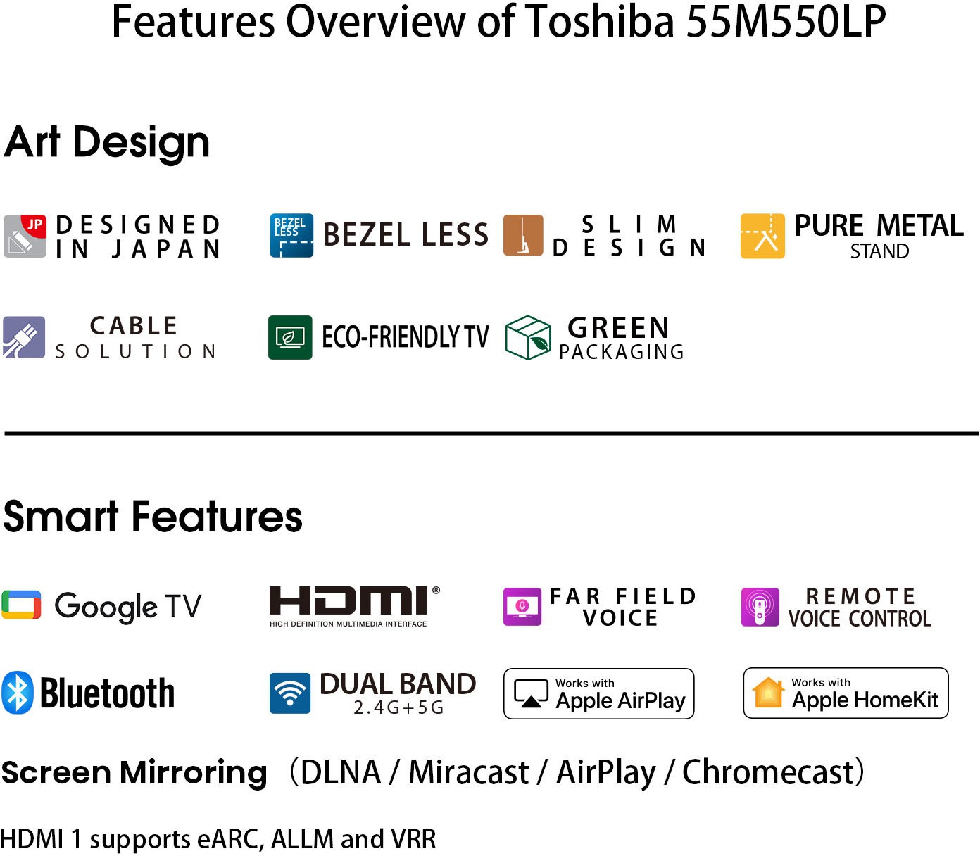 TOSHIBA  M550LP Series (55 inch) Ultra HD (4K)A+ Grade Ultra Vivid Panel (55M550LP)