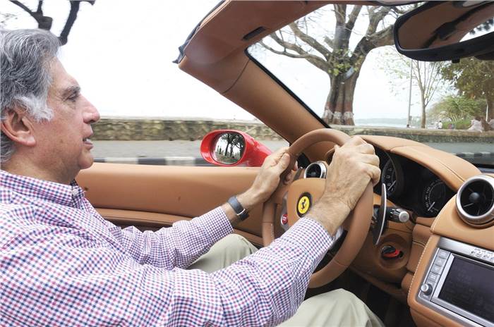 Ratan Tata driving his Ferrari