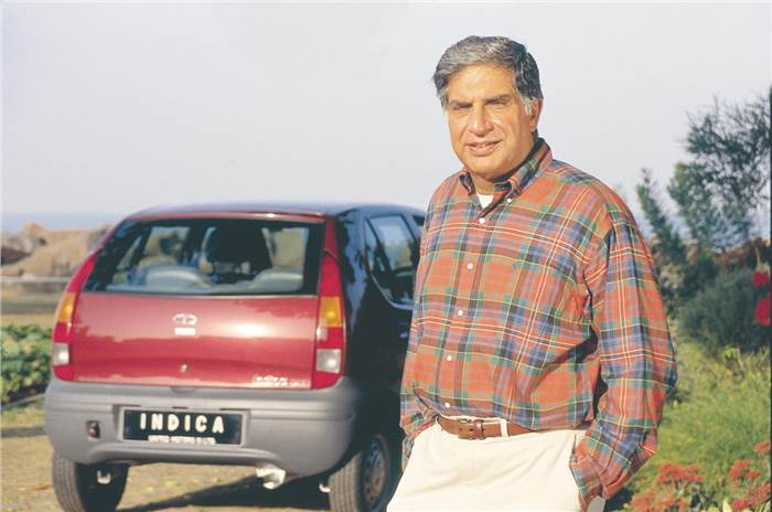 Ratan Tata with the Tata Indica