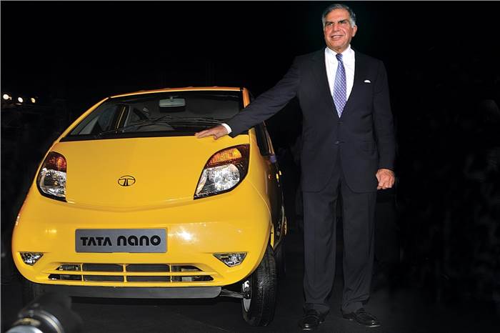 Ratan Tata with the Tata Nano