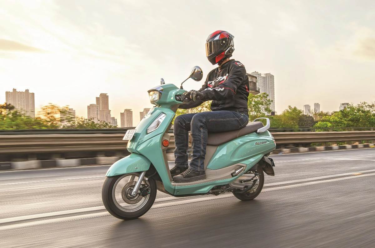 Suzuki Access front left riding shot