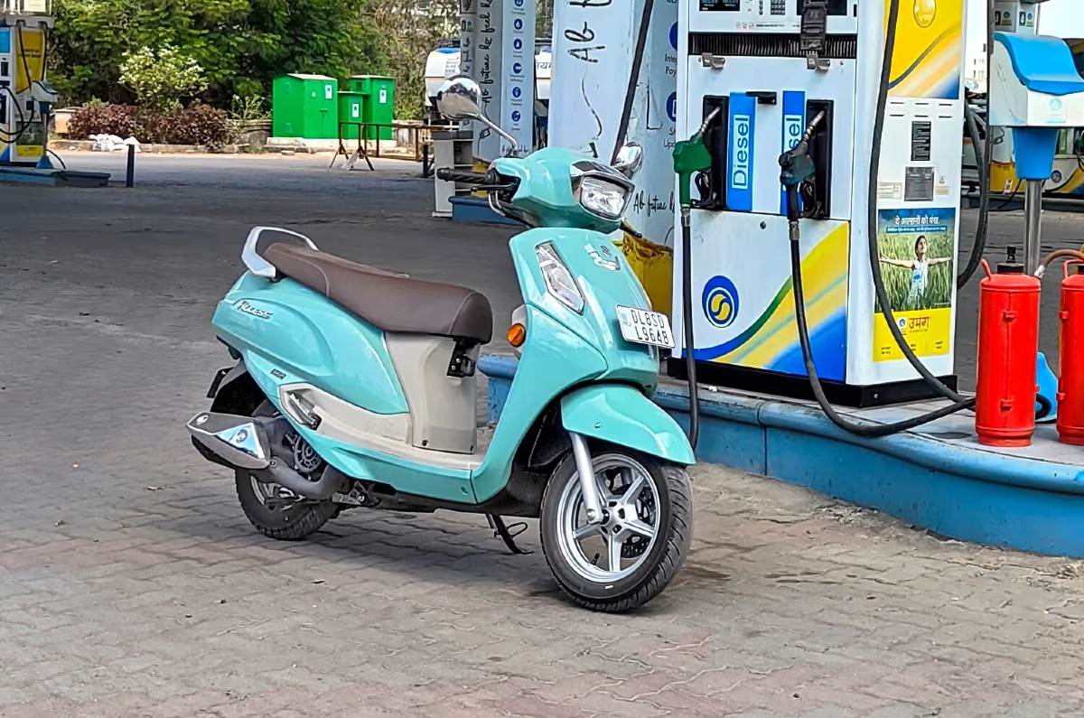 Suzuki Access at the petrol pump
