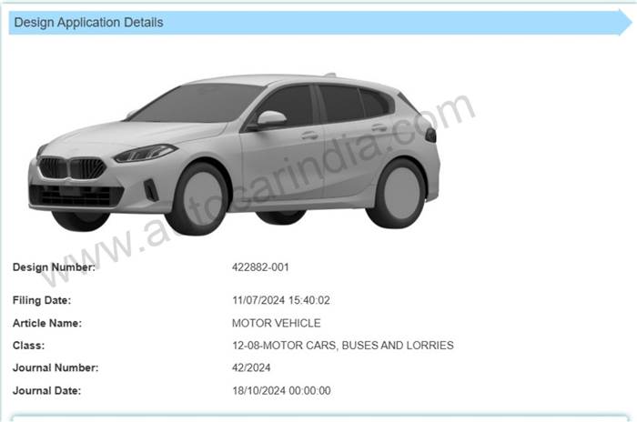 BMW 1 Series price India, facelift design patent, Skytop design patent