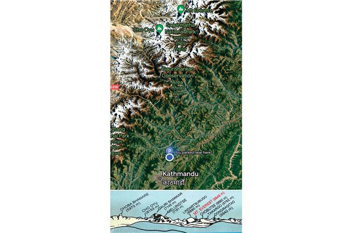 Ford Endeavour to Everest drive map