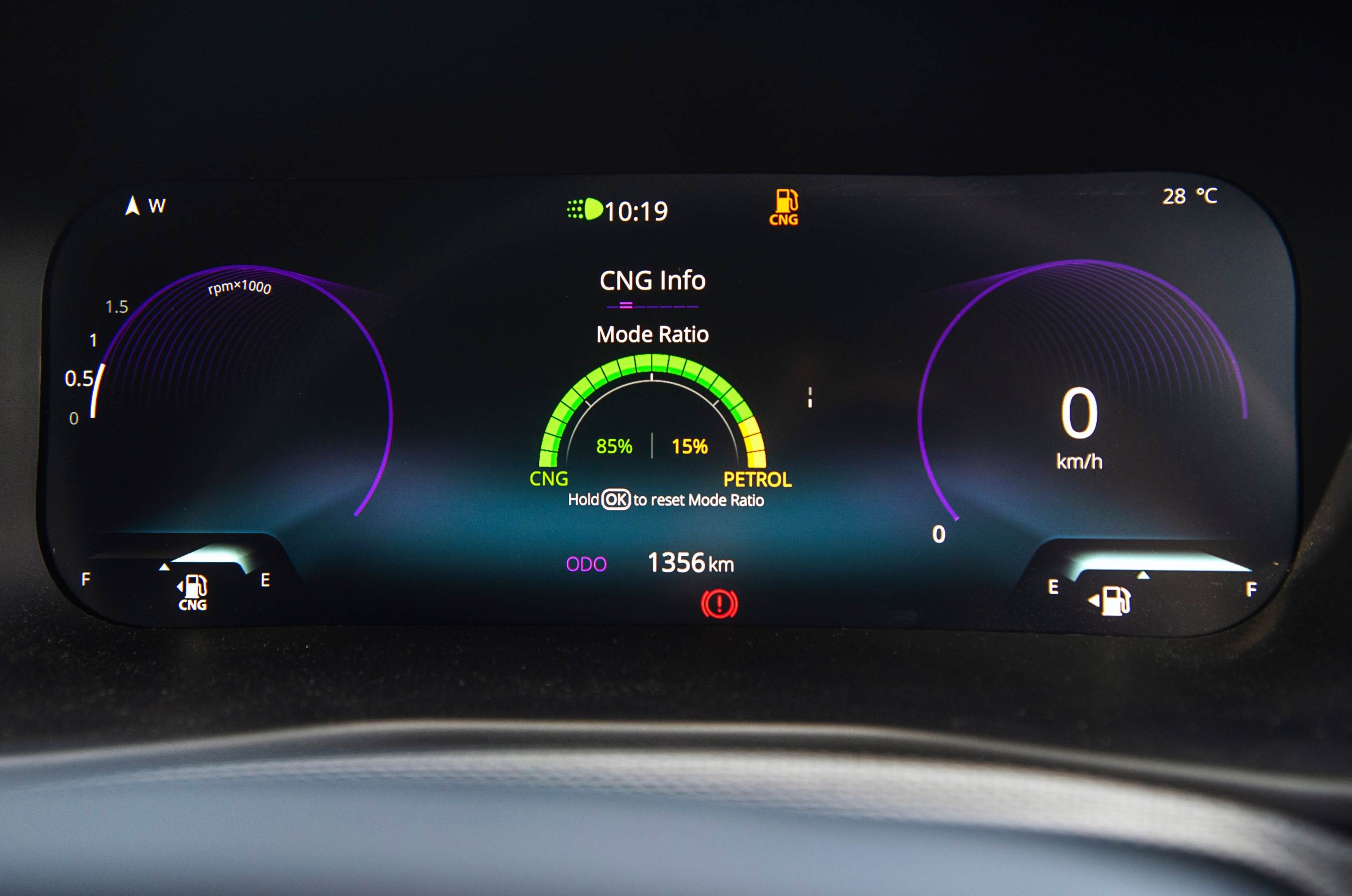 Tata Nexon CNG instrument cluster