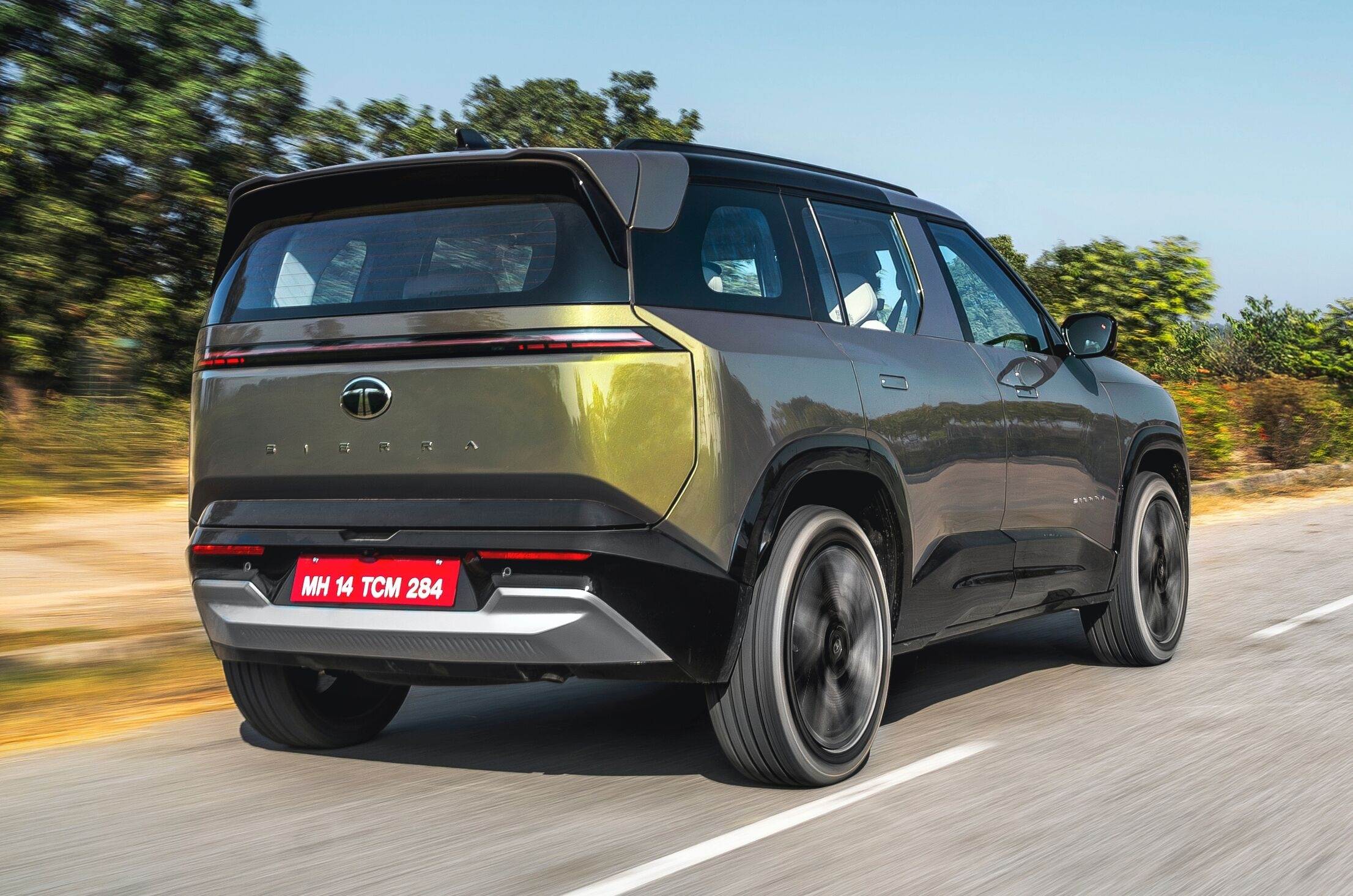 Tata Sierra rear right side driving on road