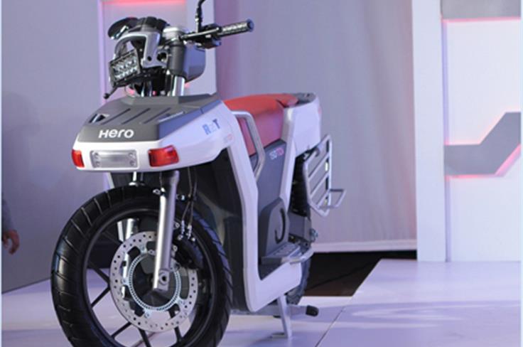 Hero also took the wraps off a unique motorcycle concept at the event. Called the RNT, the bike is designed for use on farms as a load-lugger, which helps explain its curious design - the extended front serves as a luggage bay.