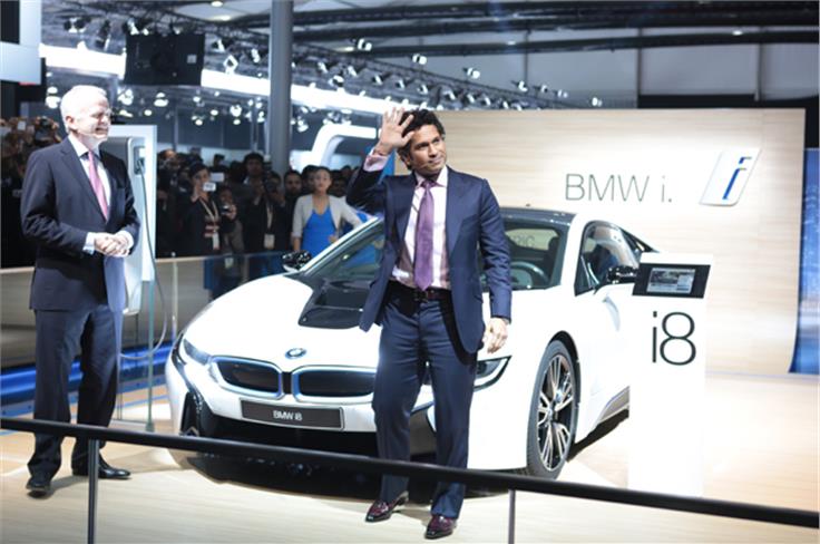 Sachin Tendulkar and Philipp Von Sahr, President, BMW India, at the Indian unveiling of the i8.