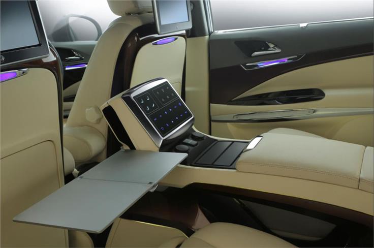 The central screen in the second row controls the seats, lighting and infotainment functions. 