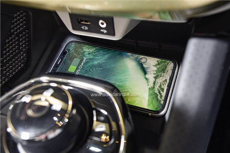 New wireless charging pad located at the base of the centre console.
