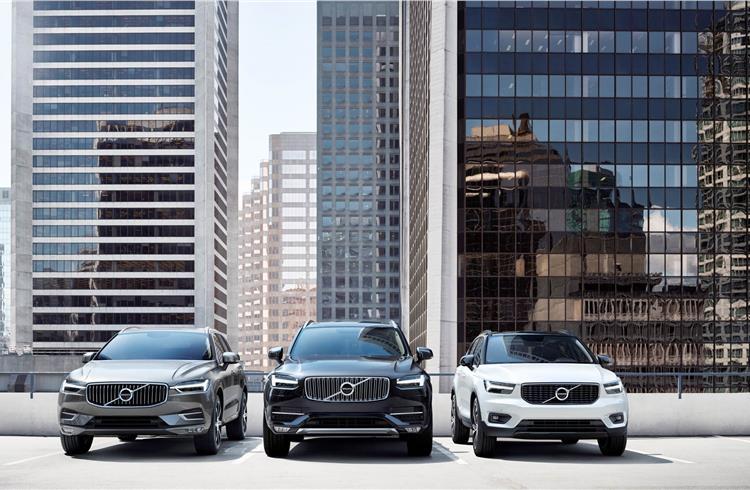 Volvo Cars' complete SUV line-up: XC60, XC90 and XC40.