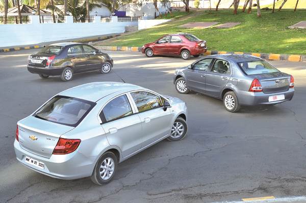 Chevrolet Sail vs Toyota Etios vs Tata Manza vs Mahindra Verito 