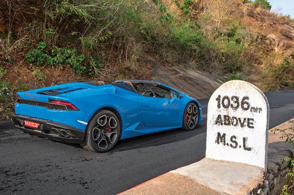 Driving the Lamborghini Huracan Spyder up Nandi Hills