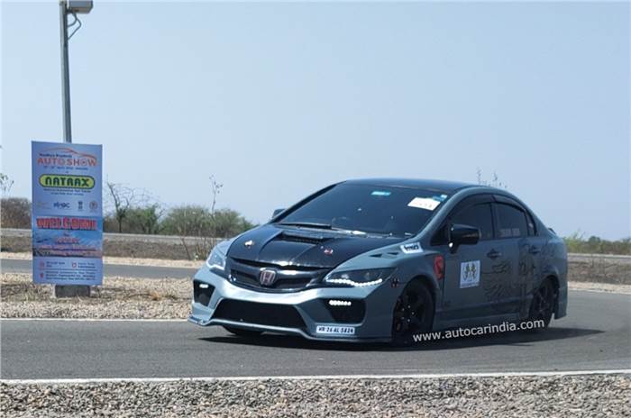 Honda Civic on the racetrack at NATRAX