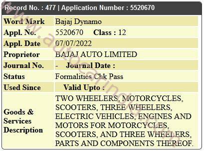 Bajaj files trademark for Dynamo nameplate