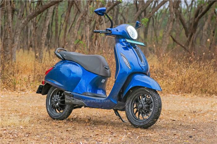 Bajaj Chetak Premium, static shot, sales numbers in India.