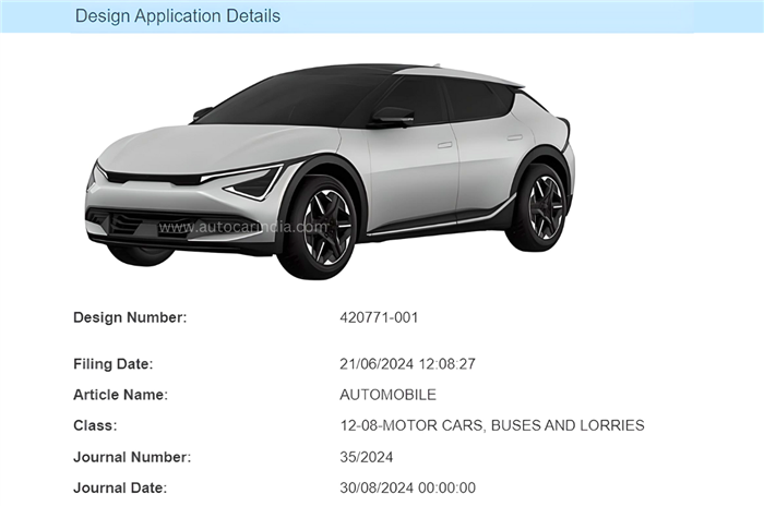 Kia EV6 facelift design patented 