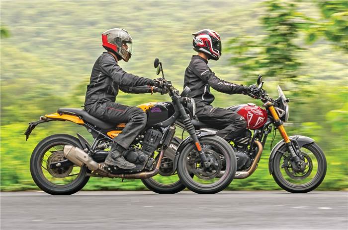 Royal Enfield Guerrilla 450, Triumph Speed 400, price, comfort, design compared