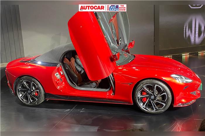 MG Cyberster scissor doors at Auto Expo 2025