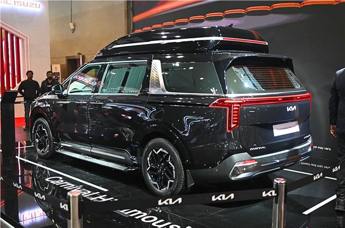 Kia Carnival Hi Limousine on display at Auto Expo 2025