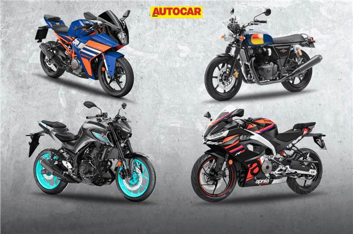 aprilia rs 457, ktm 390 duke, interceptor 650, powerful bikes under 5 lakh