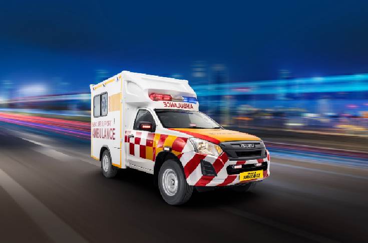 Here is a rewritten version of the line without additional responses:Isuzu introduces its D-MAX ambulance, conforming to AIS-125 type C regulations in India.