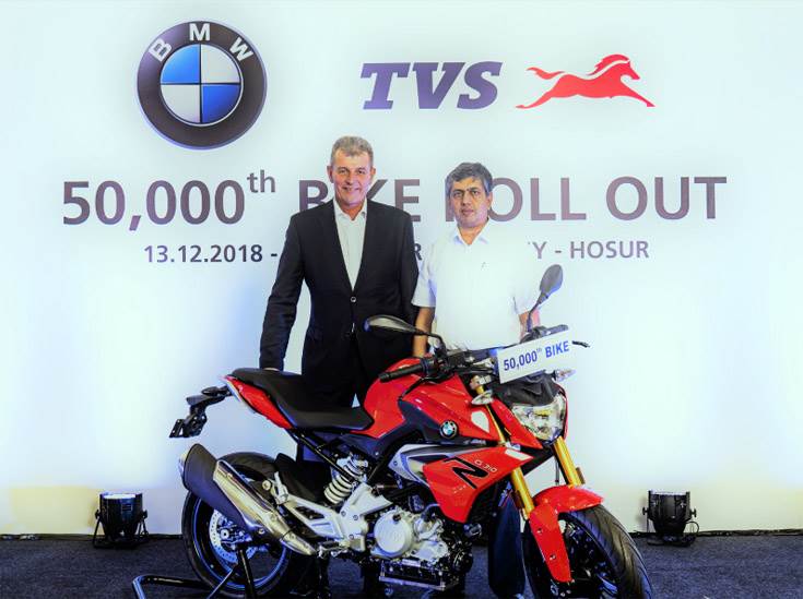 TVS Motor rolls out 50,000 BMW G 310 from Hosur plant Autocar