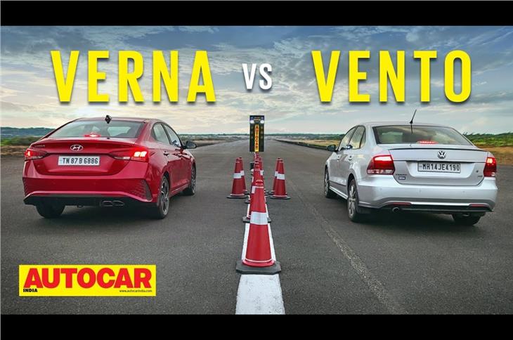 Hyundai Verna vs Volkswagen Vento drag race video