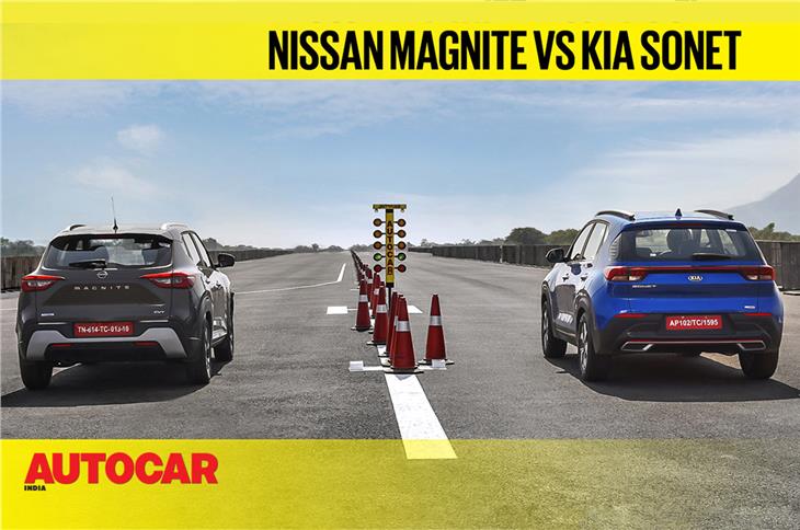 Autocar Drag Day 2021: Kia Sonet DCT vs Nissan Magnite CVT drag race video