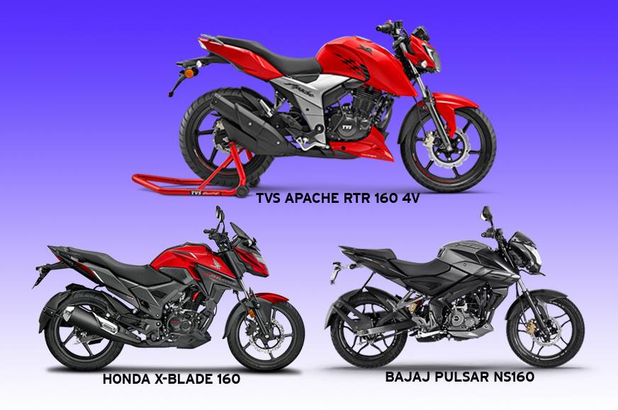 18 Tvs Apache Rtr 160 4v Vs Honda X Blade 160 Vs Bajaj Pulsar Ns160 Specifications Comparison Autocar India