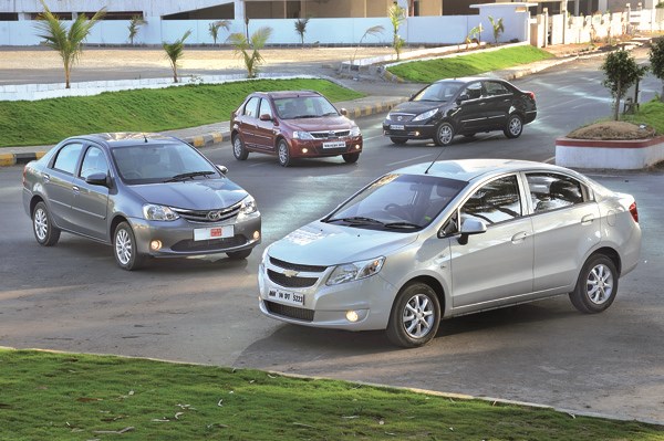 Chevrolet Sail vs Toyota Etios vs Tata Manza vs Mahindra Verito 