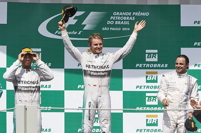 Rosberg defeats title rival Hamilton in Brazil