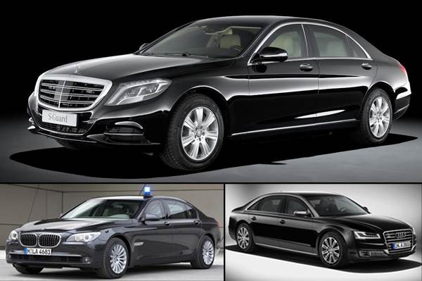 Mercedes S 600 Guard, BMW 7 series High Security, Audi A8L Security: Spec comparo