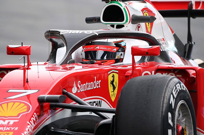 Raikkonen tests F1 halo head protection system
