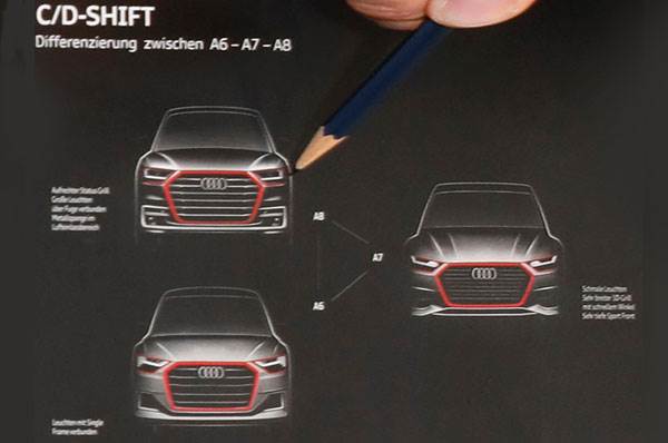 Next-gen Audi A6, A7 and A8 front fascia leaked