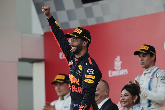 F1 Baku: Ricciardo wins crazy race as Vettel and Hamilton clash