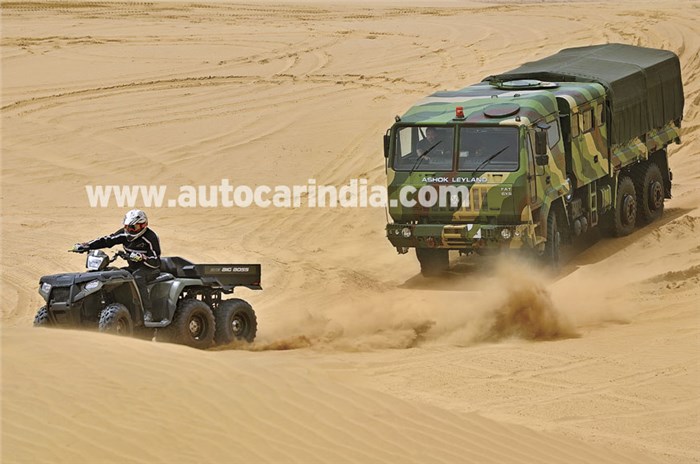 Dune-bashing in Jaisalmer with two 6x6s  