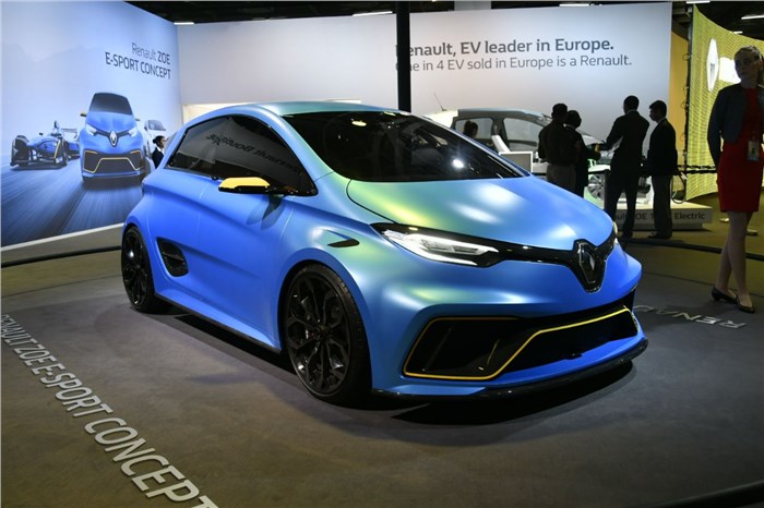Renault Zoe e-Sport displayed at Auto Expo 2018