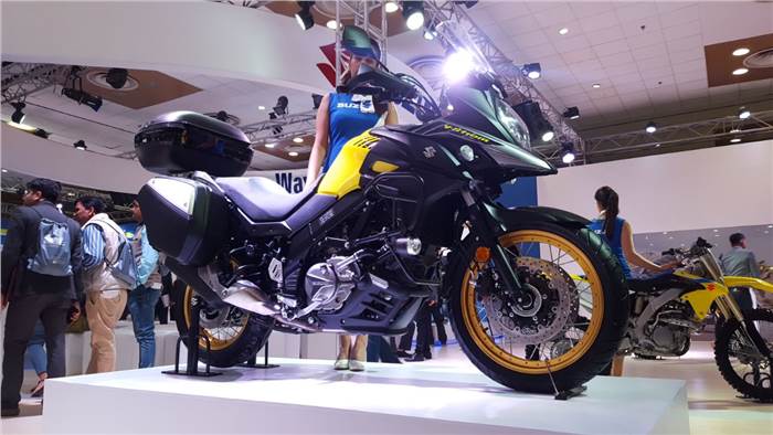 2018 Suzuki V-Strom 650 XT showcased at the Auto Expo