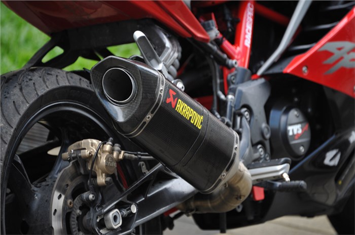 TVS Apache RR 310 aftermarket exhaust system by Akrapovic now available