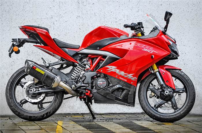 TVS Apache RR 310 aftermarket exhaust system by Akrapovic now available