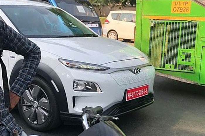 Hyundai Kona Electric spied in India