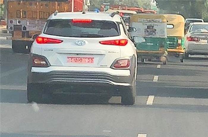 Hyundai Kona Electric spied in India