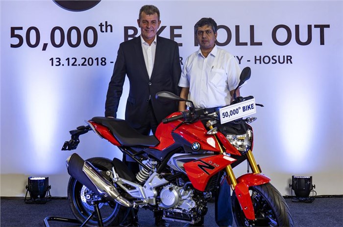 50,000th BMW G 310 rolls out from TVS plant in Hosur