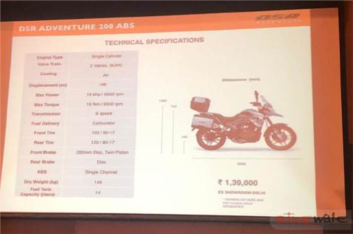 UM DSR Adventure 200 ABS to be priced at Rs 1.39 lakh