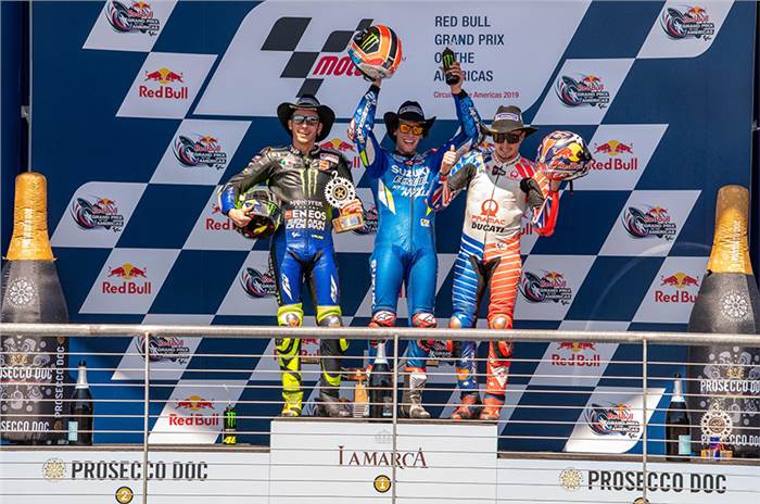 2019 Austin MotoGP: Rins holds off Rossi to take his maiden MotoGP win