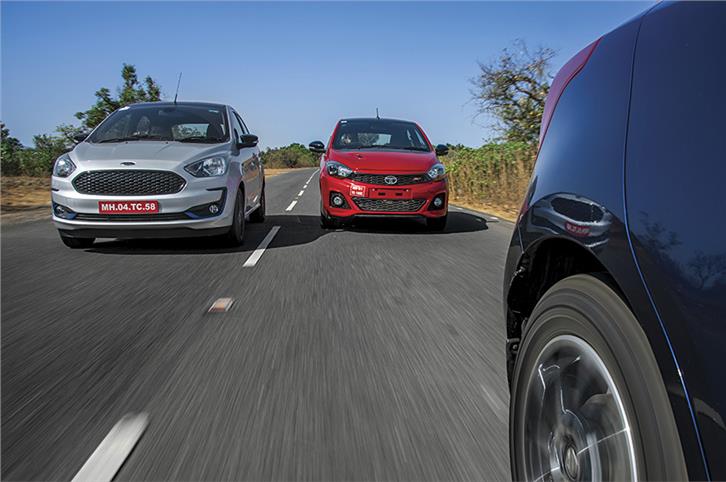 Ford Figo vs Tata Tiago JTP vs Maruti Suzuki Swift comparison