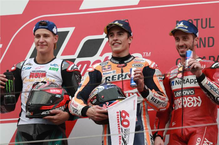 Honda clinches constructors&#8217; title as Marquez wins Japanese MotoGP race