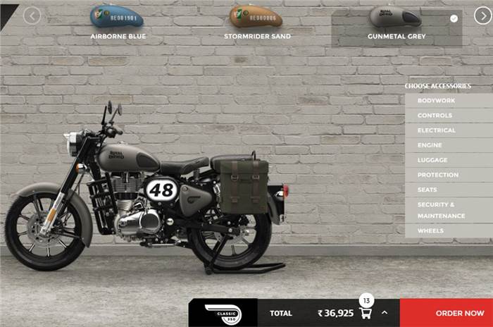 Royal Enfield motorcycle configurator introduced