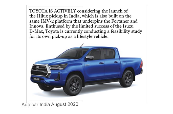Toyota Hilux India launch under consideration
